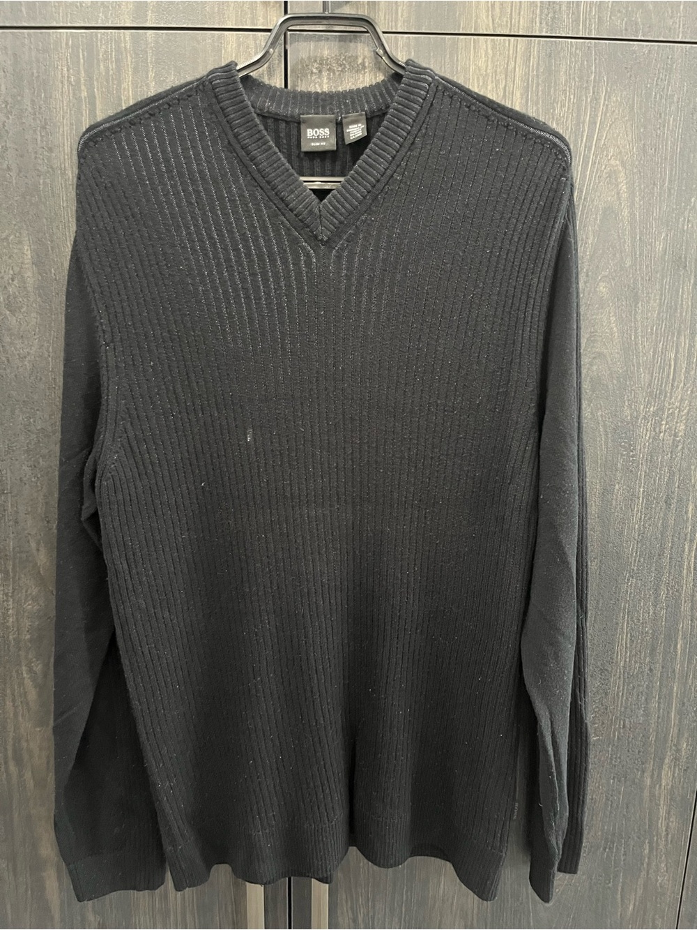 Hugo Boss Black V-Neck Ribbed Knit Sweater